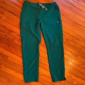 FIGS Yola skinny scrub pant, hunter green, medium